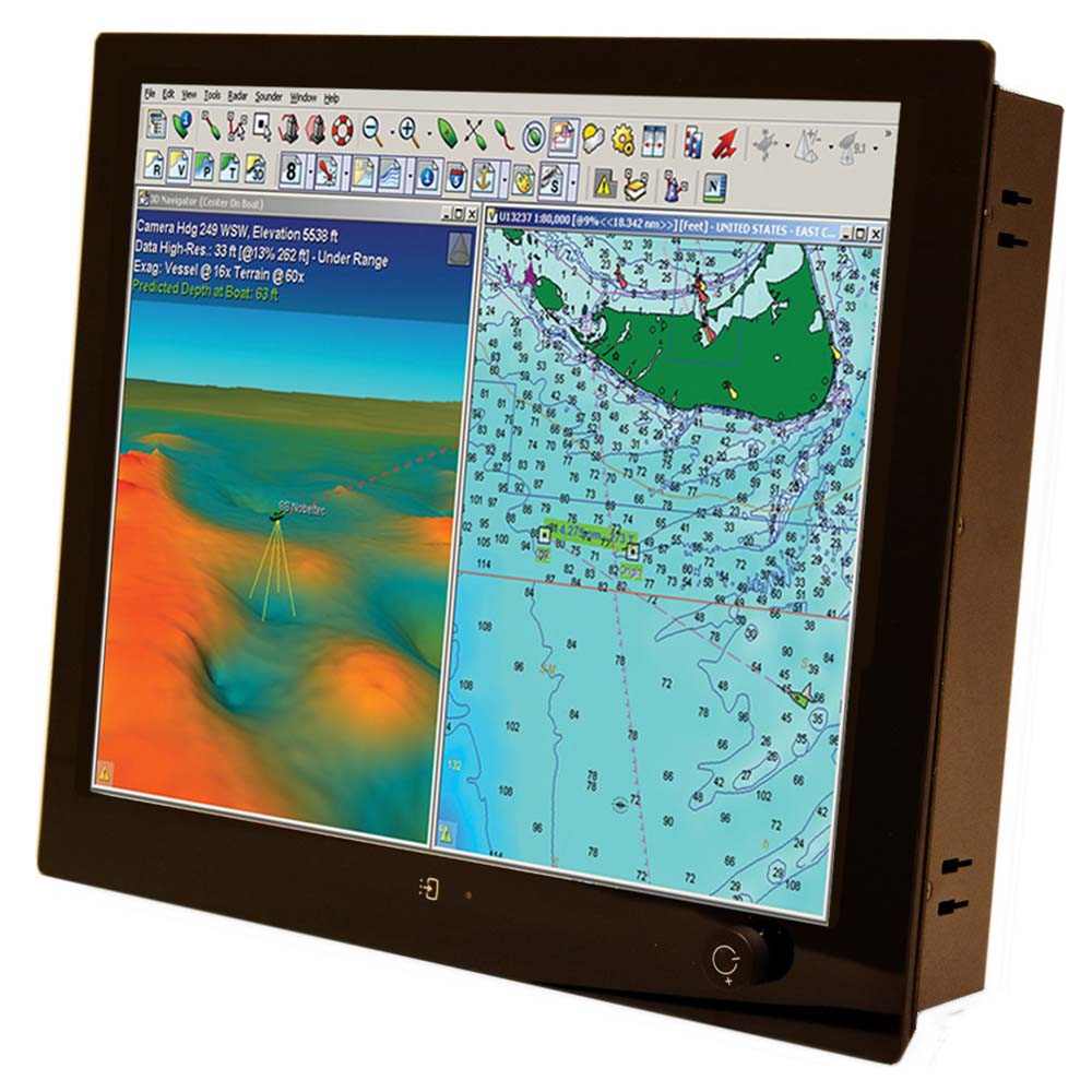 Seatronx 27" wide screen sunlight readable touch screen display with HD resolution and multi-input for marine navigation