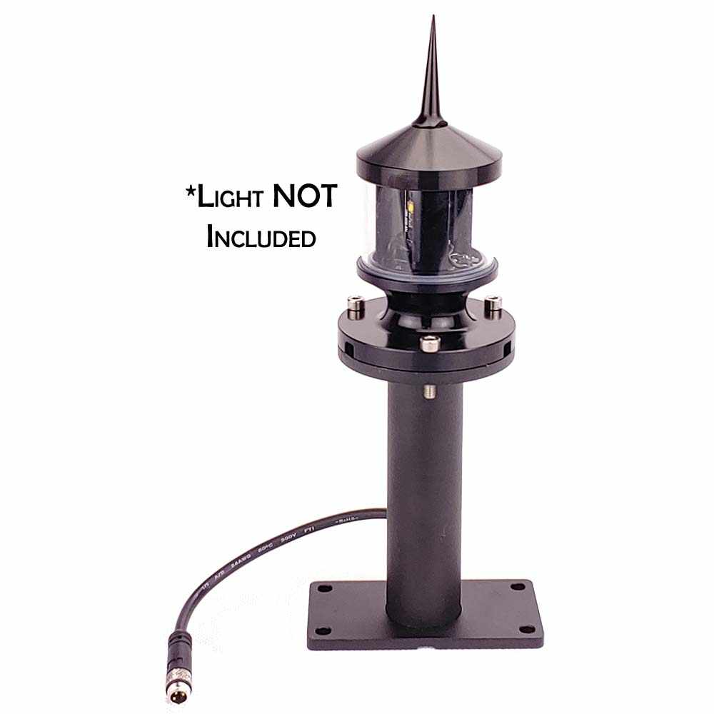 Lunasea 4.5 inch black anodized aluminum nav light riser for LL53 series with cable routing options and adjustable mounting angles