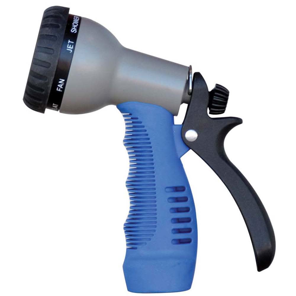 HoseCoil Rubber Tip Nozzle with 9 adjustable spray patterns and comfort grip handle