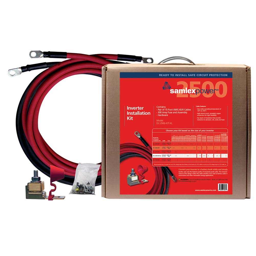 Samlex 2500W inverter install kit with 15ft cables and 300A fuse assembly