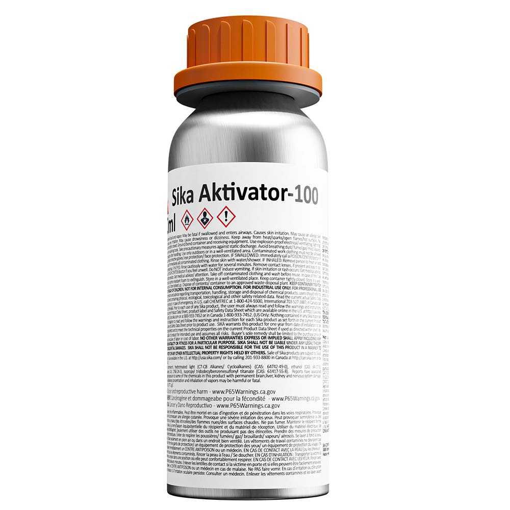 Sika Aktivator-100 clear adhesion promoter 250ml bottle for enhanced bonding on non-porous substrates