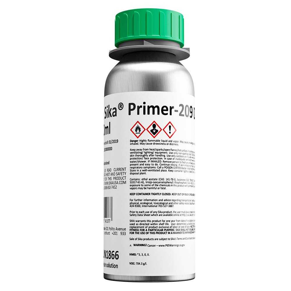 Sika Primer-209 D black solvent-based primer 250ml bottle for plastic and paint adhesion improvement