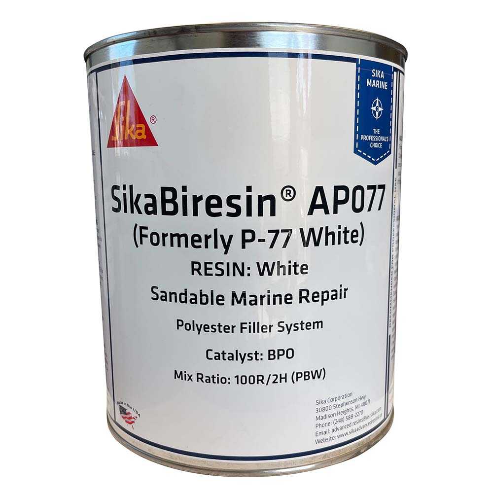 Sika Biresin AP077 white polyester filler for marine repair with BPO hardener