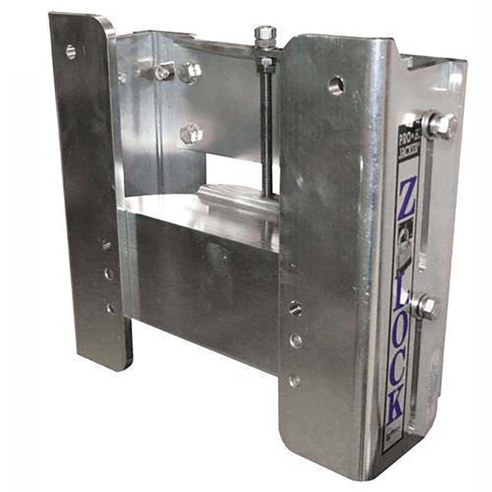 T-H Marine Z-Lock 10" manual single adjust jack plate made of aircraft grade aluminum with side lock design for V6 and V8 outboards up to 300 hp
