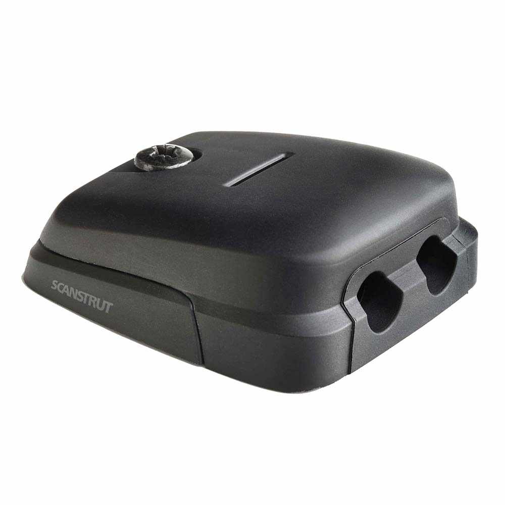 Scanstrut black horizontal double cable seal for solar panel cables, compact waterproof design with stainless steel fixings