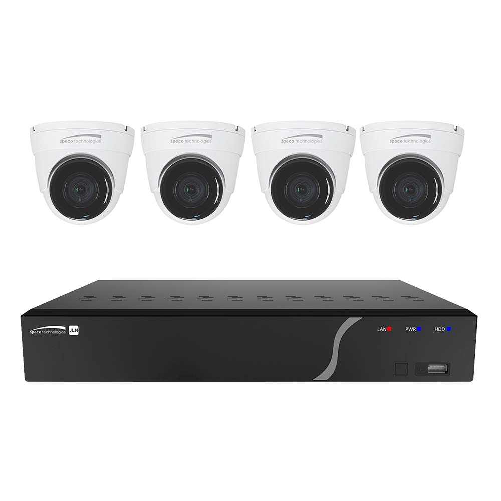 Speco 4 Channel NVR Kit with 4 outdoor 5MP IR cameras and 1TB HDD, 2.8mm fixed lens
