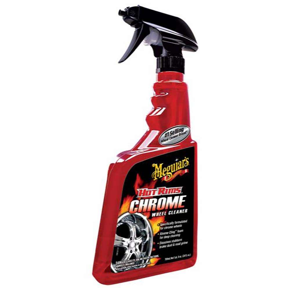 Meguiar's Hot Rims Chrome Wheel Cleaner spray bottle for chrome wheels cleaning
