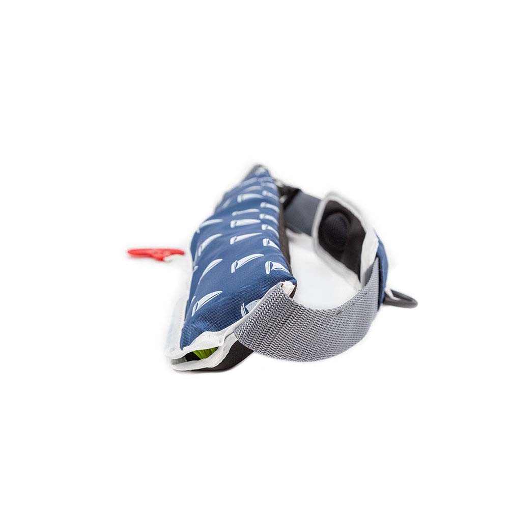 Bombora Type V Inflatable Belt Pack for sailing, lightweight blue personal flotation device with manual inflation and D-ring attachments