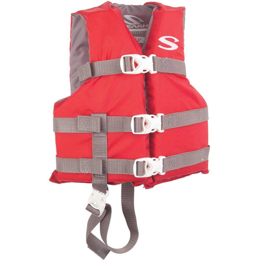 Stearns Classic Series red child vest life jacket with adjustable straps for 30-50 lbs children
