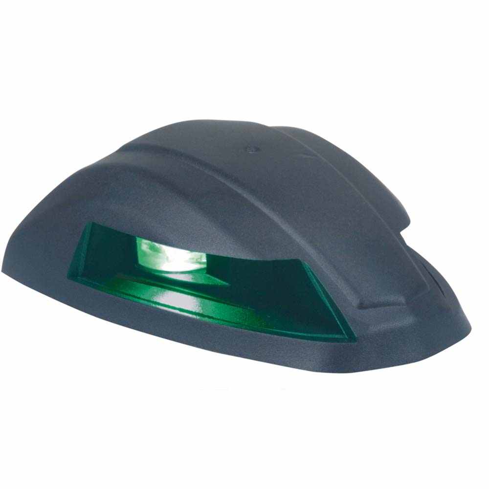 Perko 12V LED bi-color black rounded navigation light with green lens and LED module