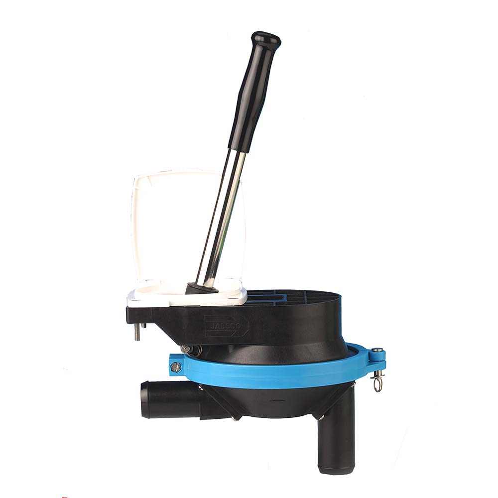 Jabsco Amazon Thrudeck Manual Bilge Pump with stainless steel handle and quick-release clamp ring
