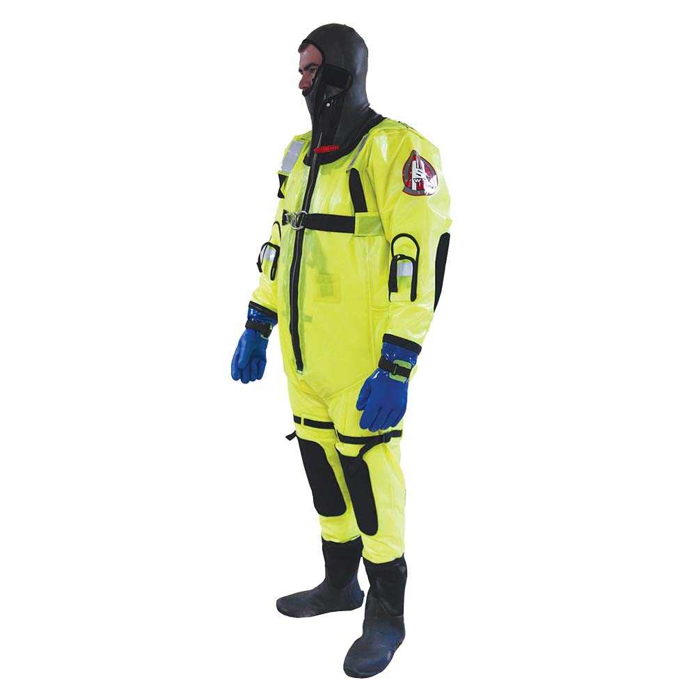 First Watch RS-1002 hi-vis yellow ice rescue suit with durable nylon shell and universal fit