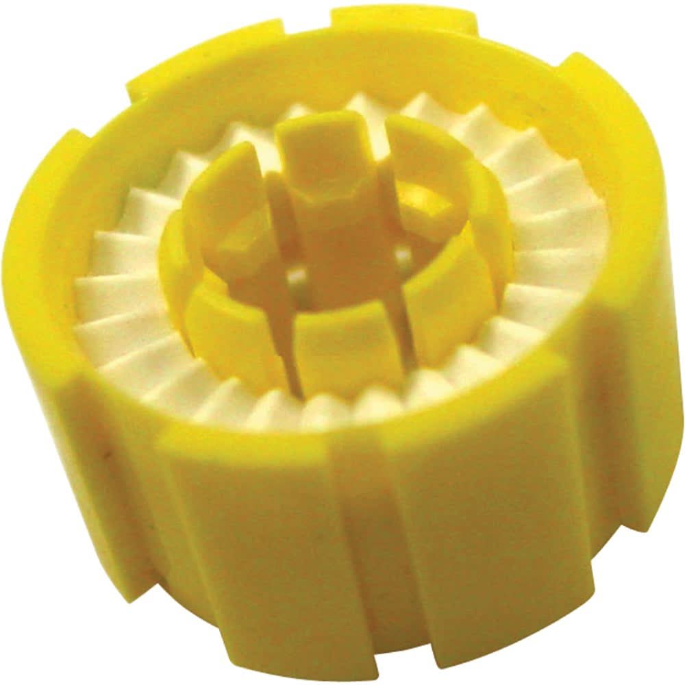 MustangReplacement Bobbin for automatic inflators, yellow plastic part close-up
