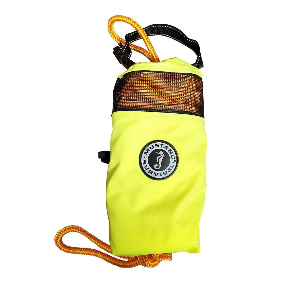 Mustang Water Rescue professional throw bag with 75-foot floating rope in yellow for water rescue and public safety use