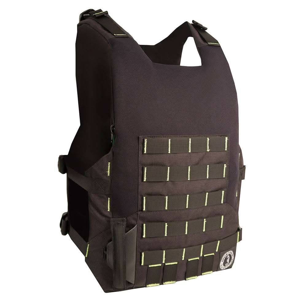 Mustang Rescue Swimmer Vest in black with MOLLE webbing for tactical gear attachment