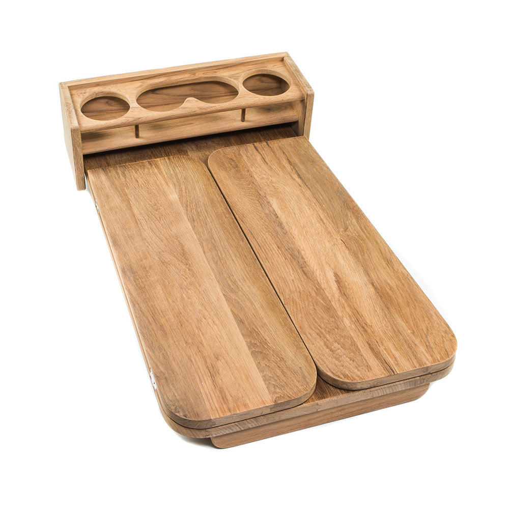 Whitecap Cockpit Table with Folding Leaves & 4 Cupholders - Teak - 61392C