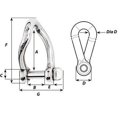 Wichard Self-Locking Twisted Shackle - Diameter 5mm - 3/16" - 1222