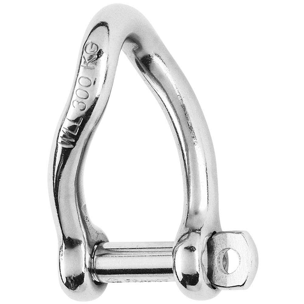 Wichard self-locking twisted shackle made of 316L stainless steel with 8mm diameter and secure locking pin.