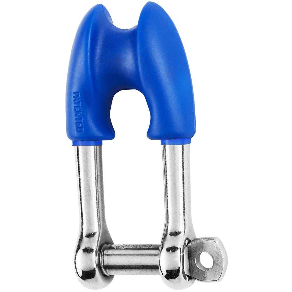 Wichard Thimble Shackle with blue protective cover and captive pin, 10mm stainless steel marine hardware
