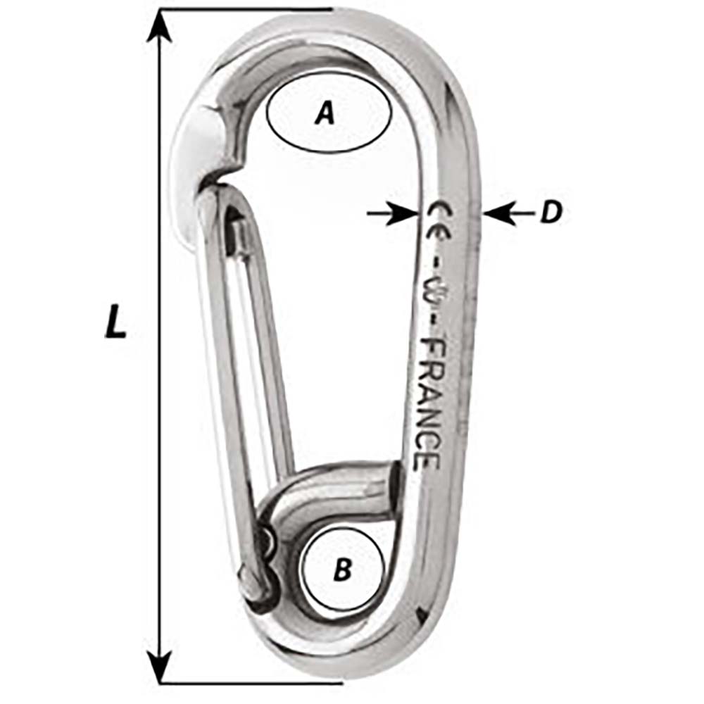 Wichard Symmetric Carbine Hook - Length 60mm - 1/4" - 2313