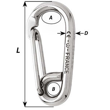 Wichard Symmetric Carbine Hook - Length 80mm - 5/16" - 2315
