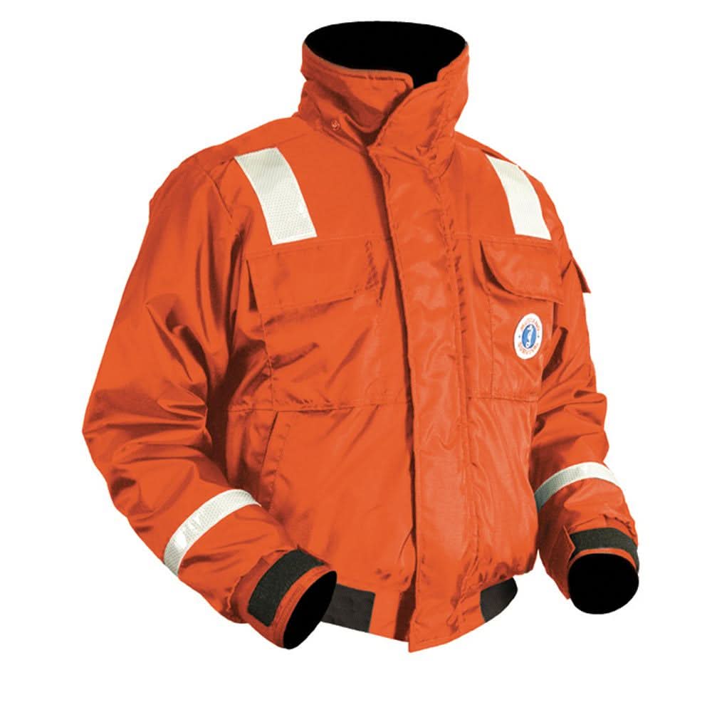 Mustang Classic Flotation Bomber Jacket orange with reflective SOLAS tape small size