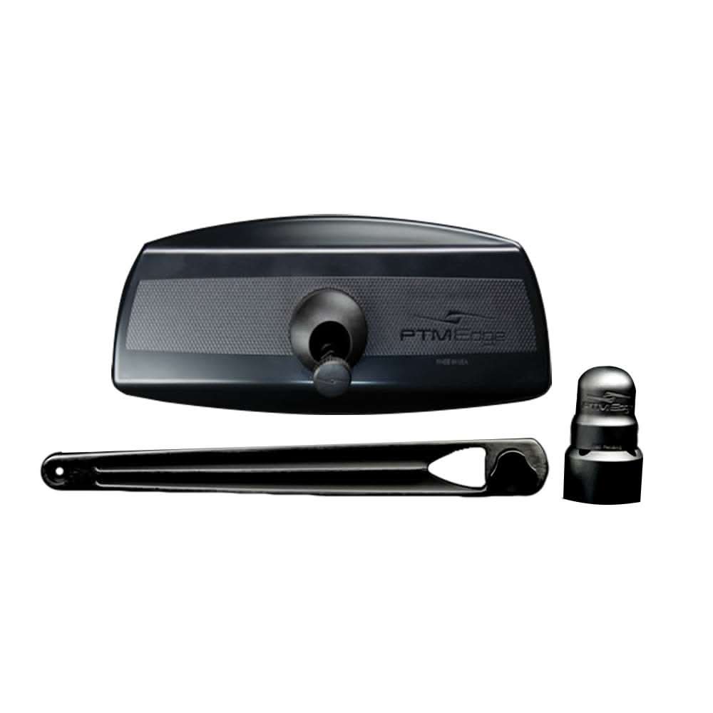 PTM Edge UCX-17 PRO black pontoon mirror and bracket kit with panoramic mirror and mounting hardware