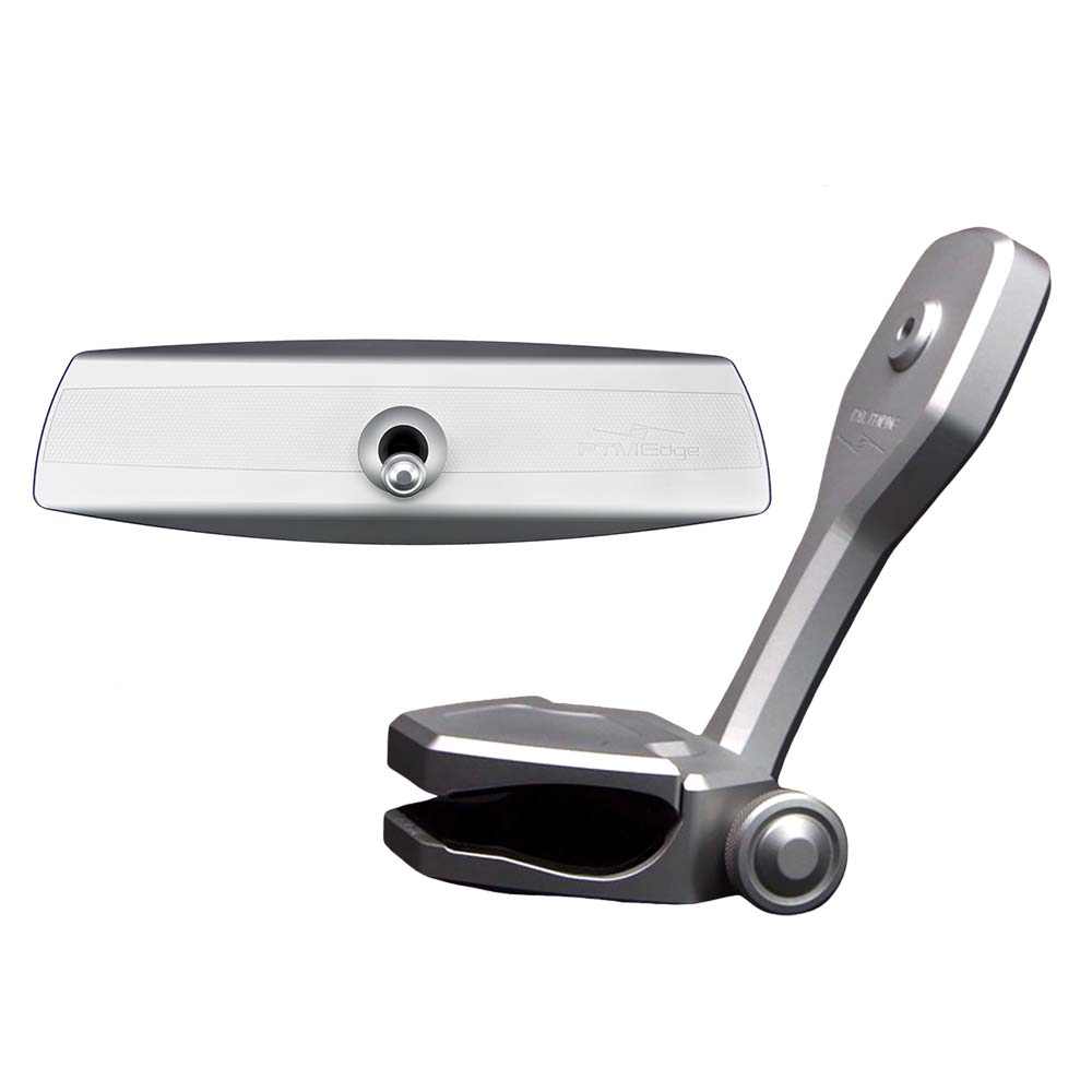 PTM Edge silver ZXR-320 pivoting mirror bracket with VR-140 Elite panoramic mirror for boats