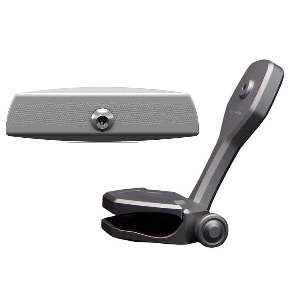 PTM Edge VR-140 Elite panoramic boat mirror with ZXR-320 titanium grey pivoting windshield bracket kit