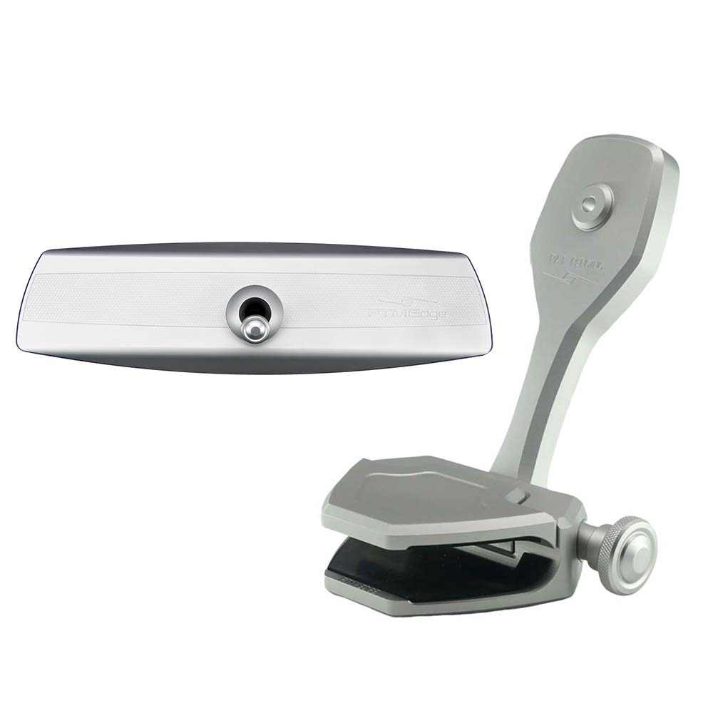 PTM Edge silver ZXR-361 windshield mount bracket and VR-140 Elite panoramic mirror kit