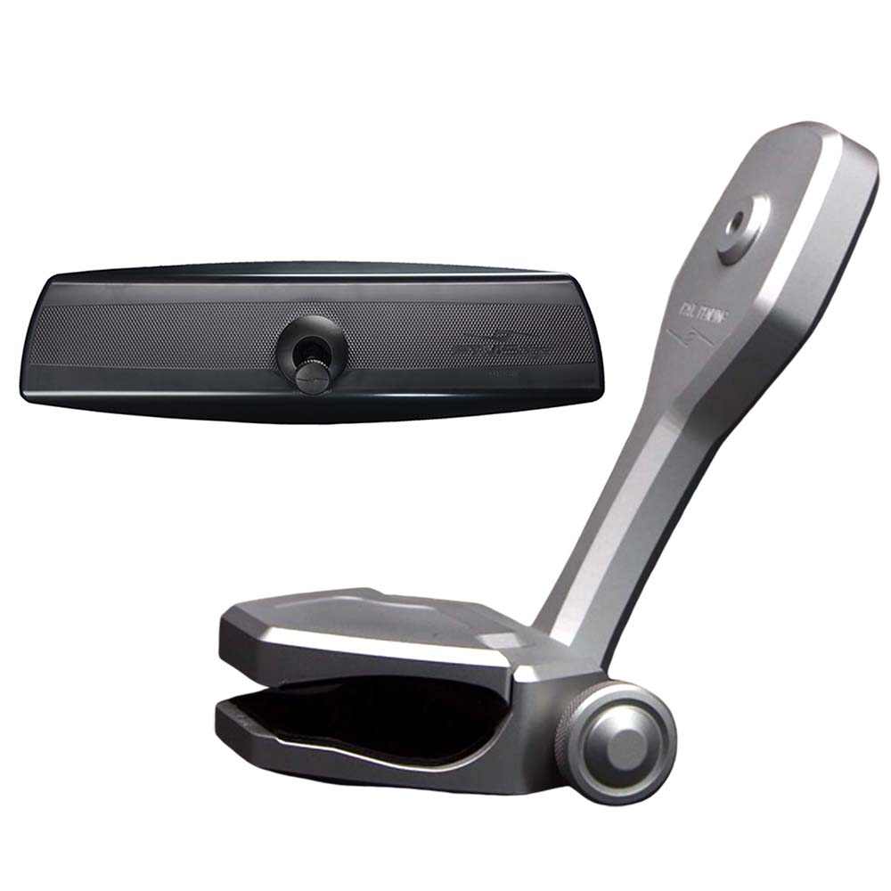 PTM Edge VR-140 PRO panoramic mirror and ZXR-320 silver windshield mounted bracket kit