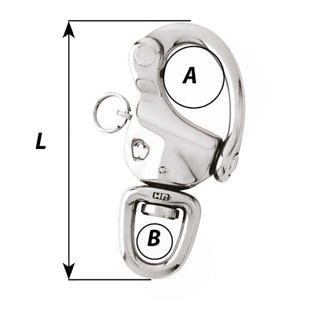 Wichard 2-3/4" stainless steel snap shackle with swivel and clevis pin, 70mm, marine hardware