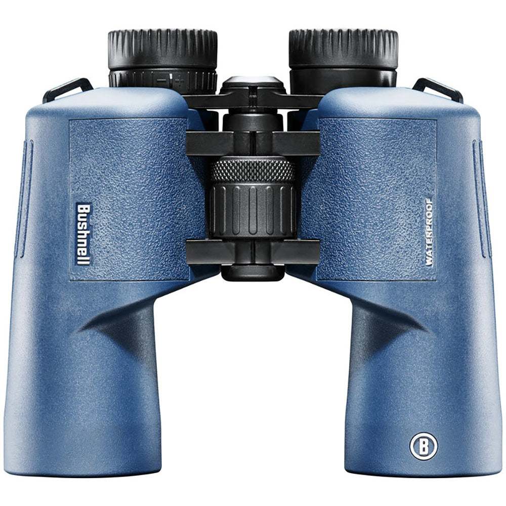 Bushnell 7x50mm H2O waterproof binoculars with dark blue porro prism design and twist-up eyecups