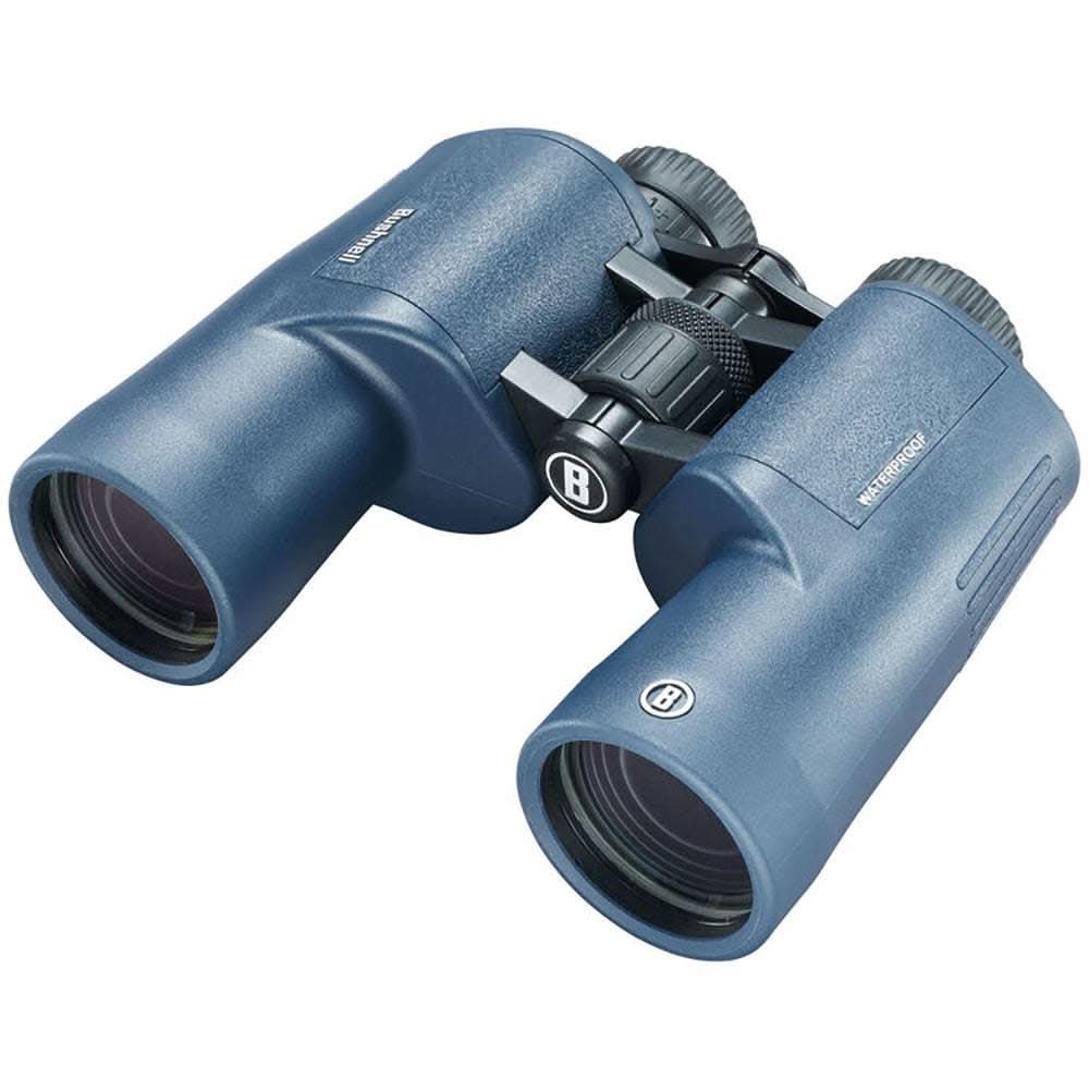 Bushnell 7x50mm H2O waterproof binoculars with dark blue Porro prism and twist-up eyecups