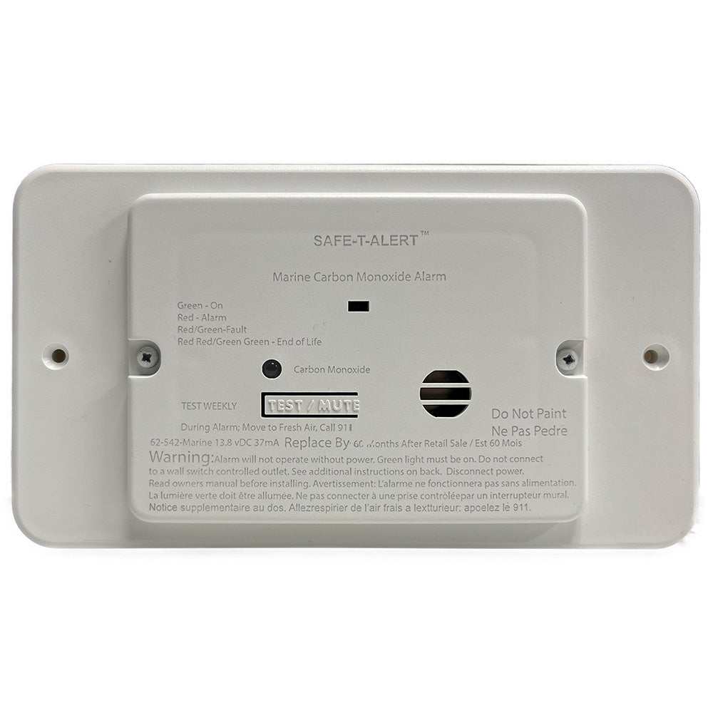 Safe-T-Alert 62 Series marine carbon monoxide alarm white flush mount 12V with relay and trim ring