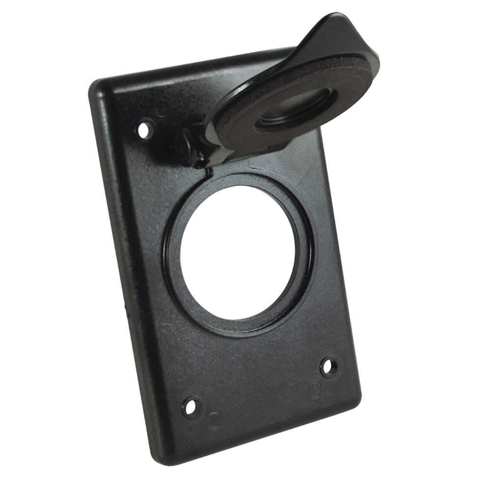 Marinco Spring-Loaded Flip Lid Cover 2018MB black protective cover with spring-loaded flip lid without receptacle