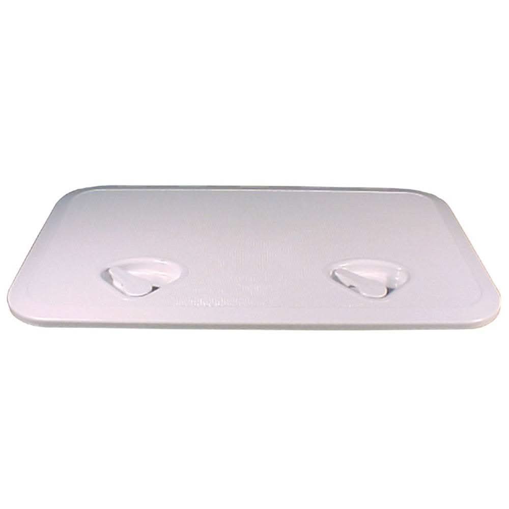Beckson 14" x 24" white flush hatch made of durable ABS material with dual handles