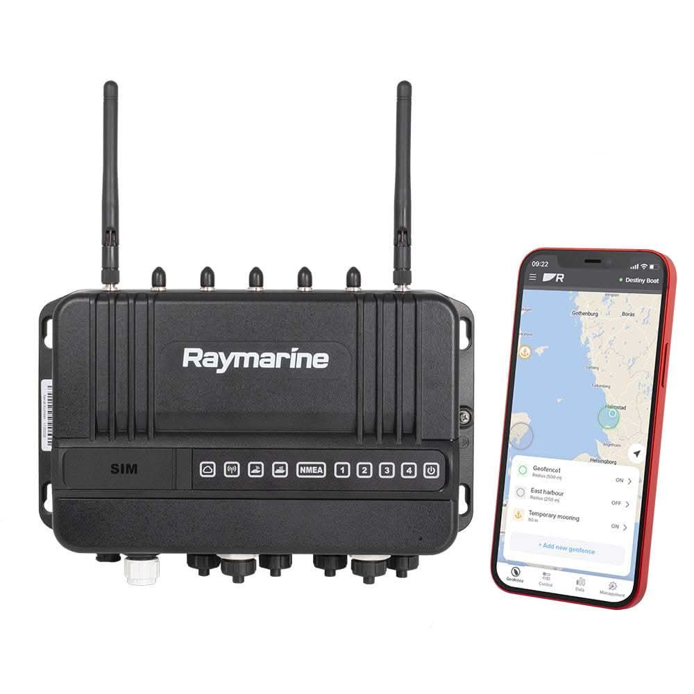 Raymarine YachtSense Link marine mobile router with dual antennas and companion app for vessel monitoring and connectivity