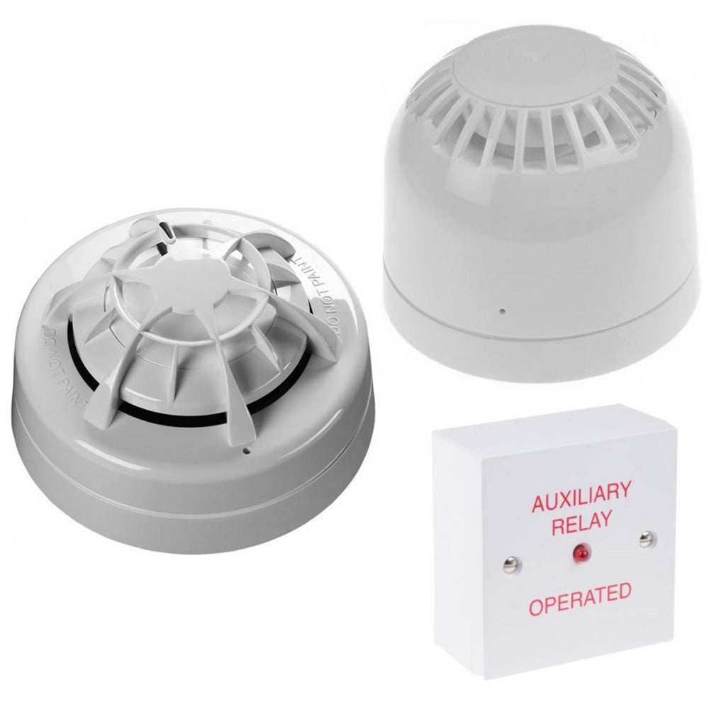 Maretron High-Temperature Smoke/Heat Detector Kit with smoke detector, heat sensor, auxiliary relay, designed for marine engine rooms, NMEA 2000 compatible.