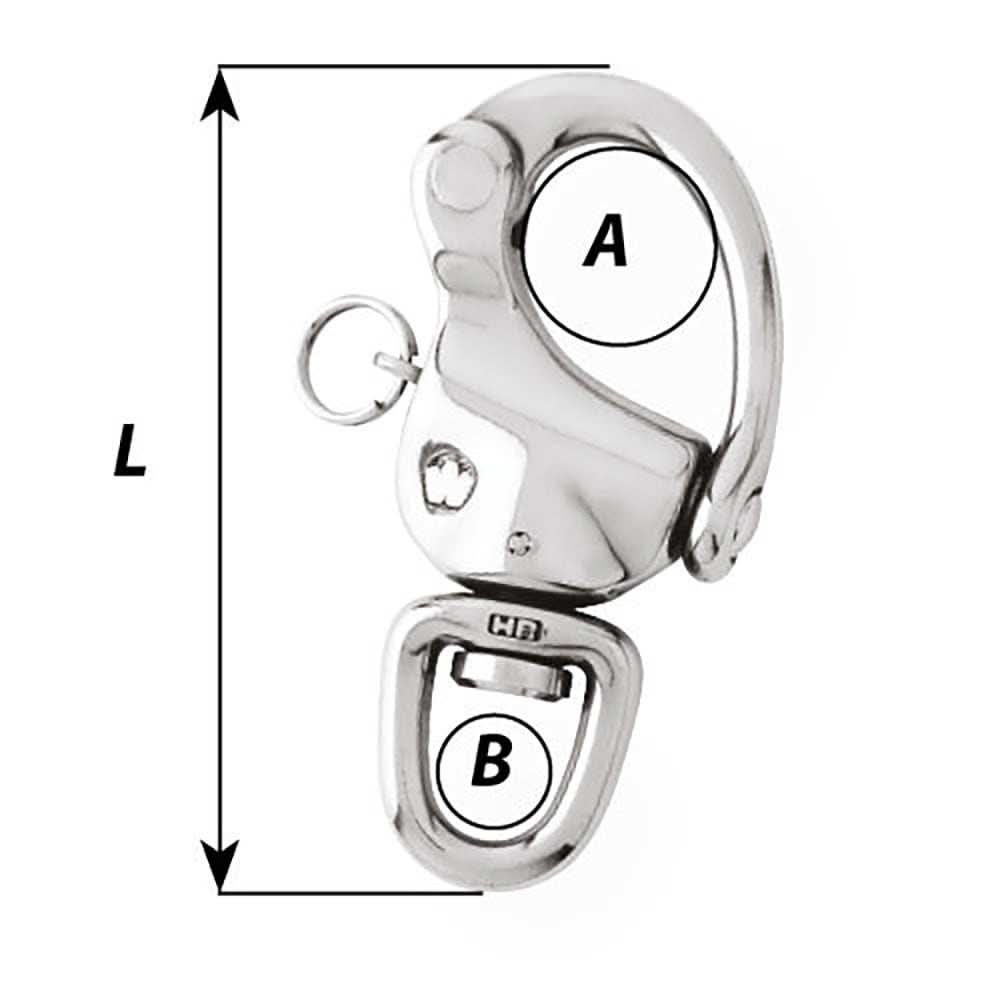 Wichard 3-1/2" snap shackle with swivel eye stainless steel sailing hardware