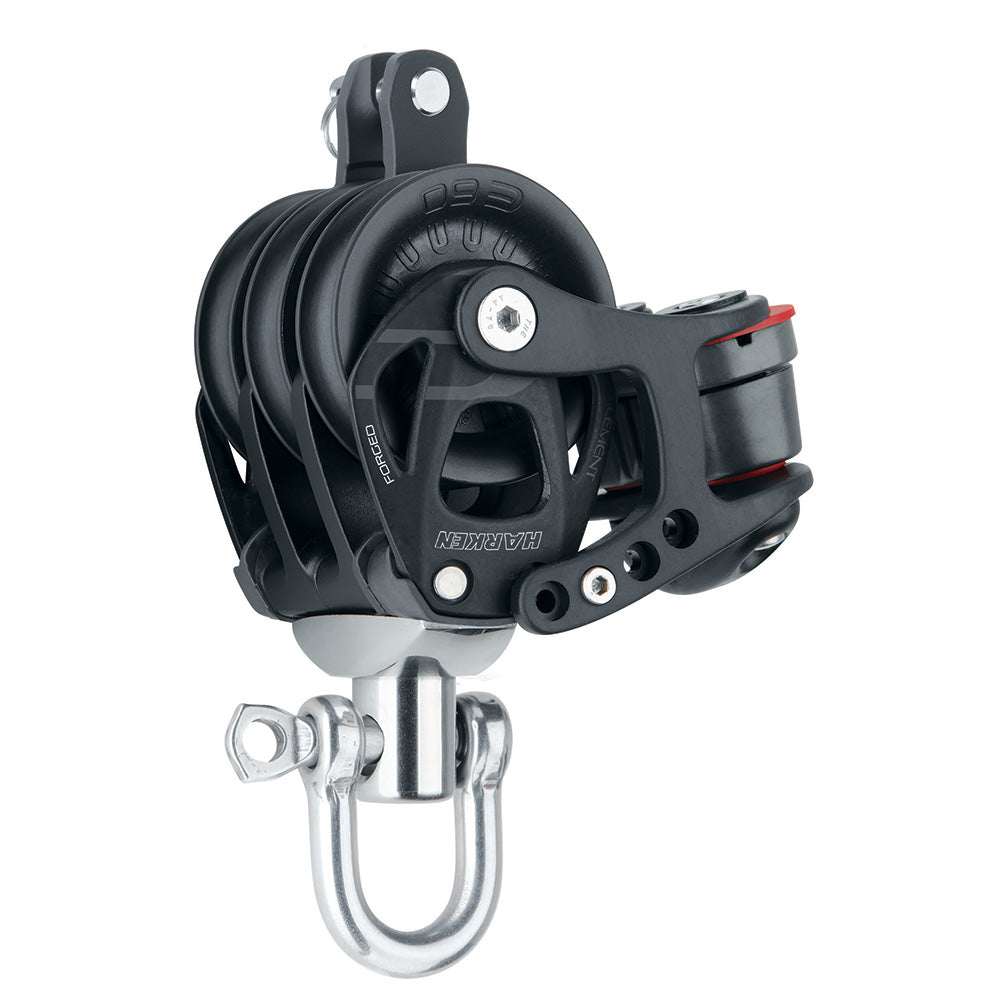 Harken 60mm Element Triple Block with forged aluminum sideplates and composite sheave, corrosion-resistant triple pulley block for sailing rigging