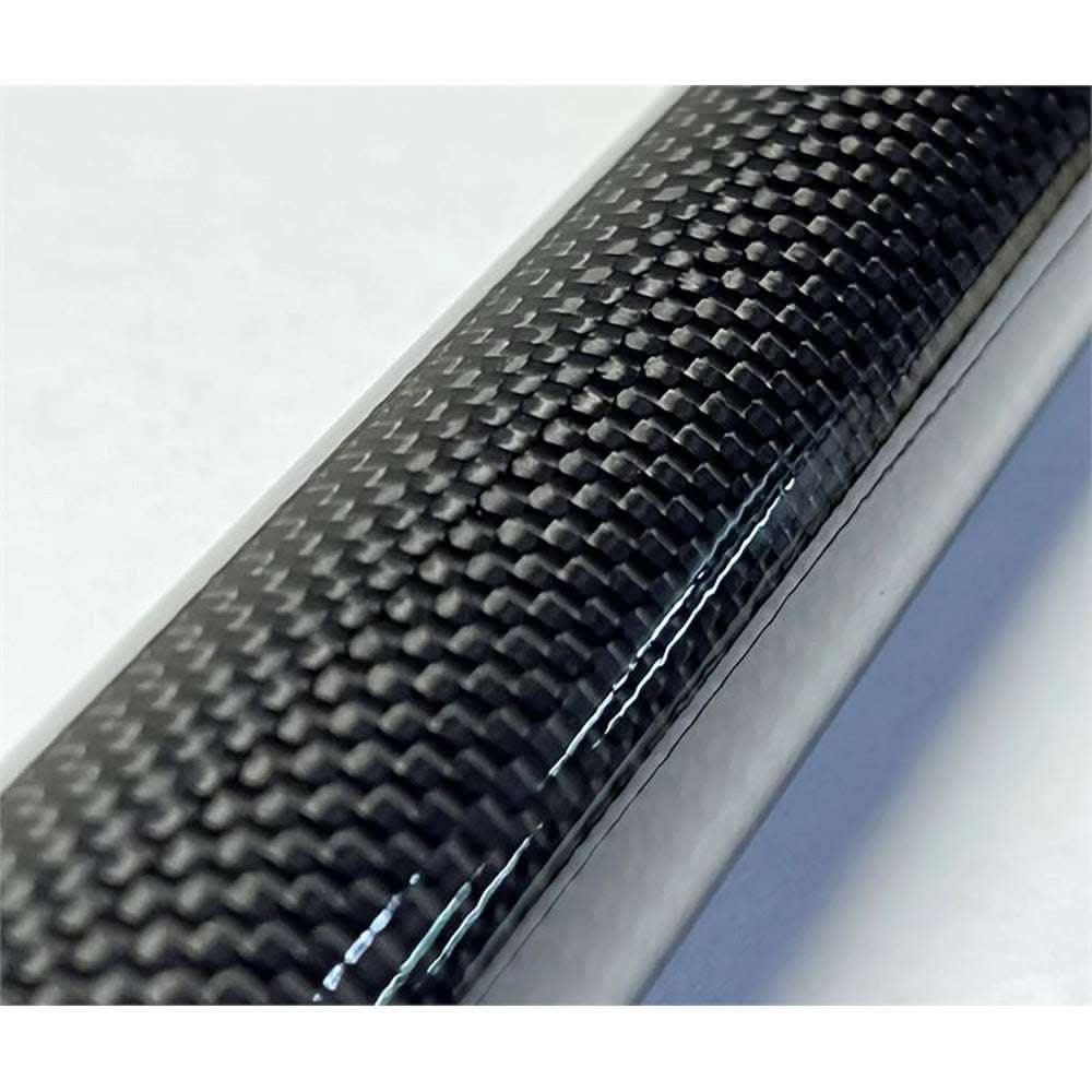 close-up of glossy black telescoping carbon fiber poles texture
