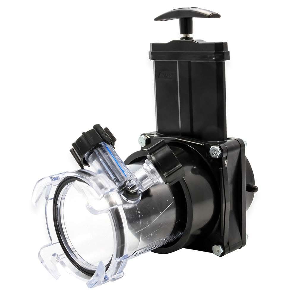 Camco Dual Flush Pro gate valve with clear polycarbonate adapters for septic system cleaning and clog removal
