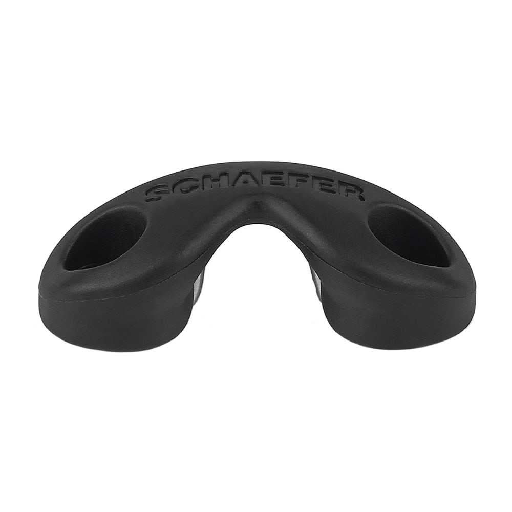 Black Schaefer Cam Fairlead with mounting holes and brand name embossed on top