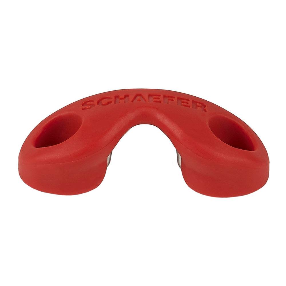Schaefer Cam Fairlead red marine hardware with two mounting holes and raised logo