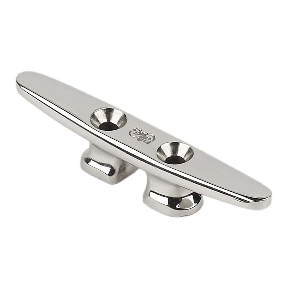 Schaefer Stainless Steel Cleat 3 inch open base with two mounting holes and urethane washers