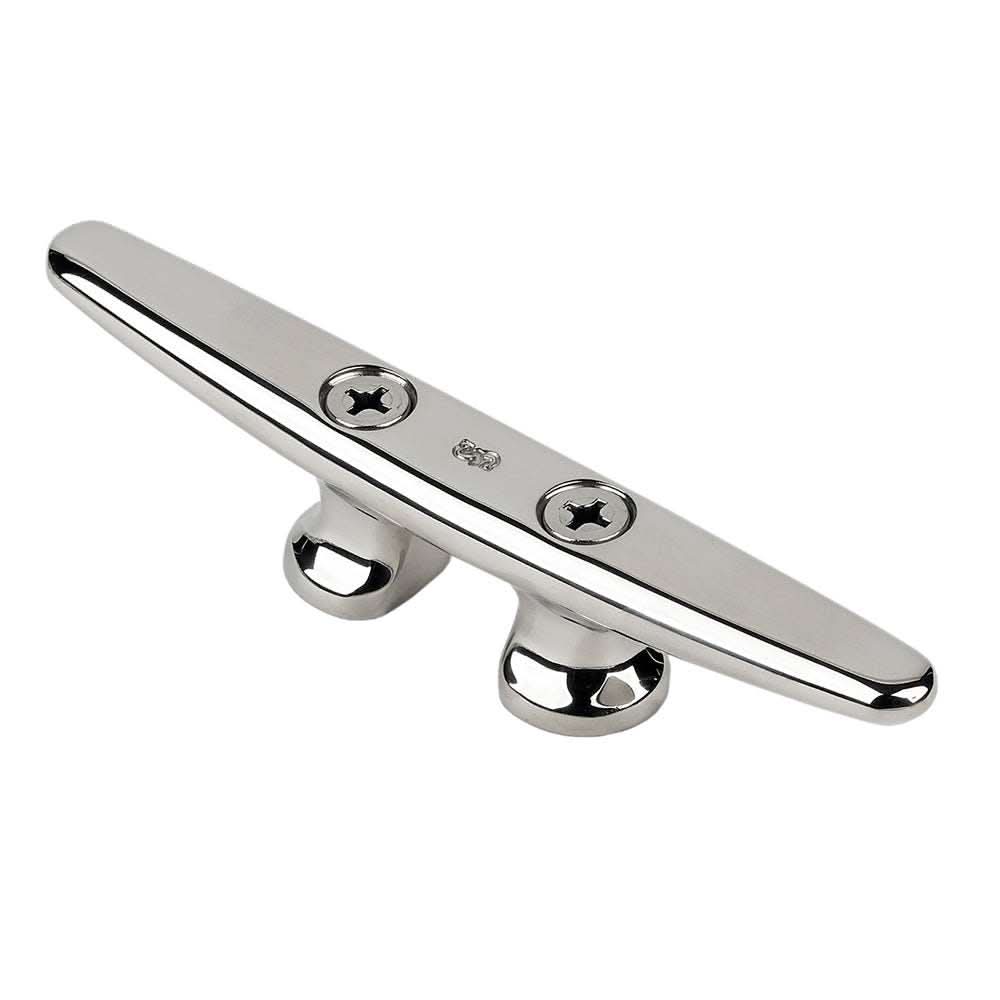 Schaefer 6-inch stainless steel marine cleat with urethane washers and 1/4 inch fasteners