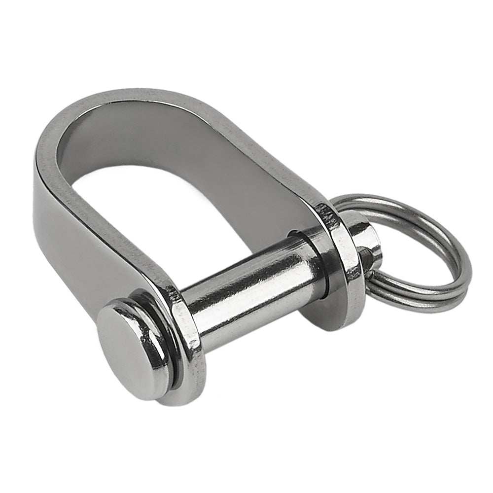 Schaefer stamped 1/4 inch D shackle with pin and ring, stainless steel marine hardware