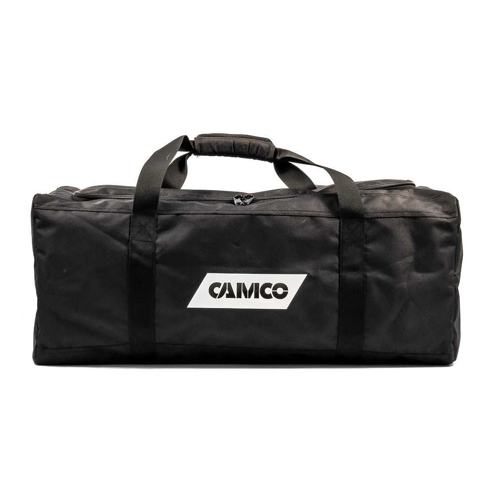 Camco RV Stabilization Kit heavy-duty storage duffel bag for 14-piece leveling and stabilizing accessories