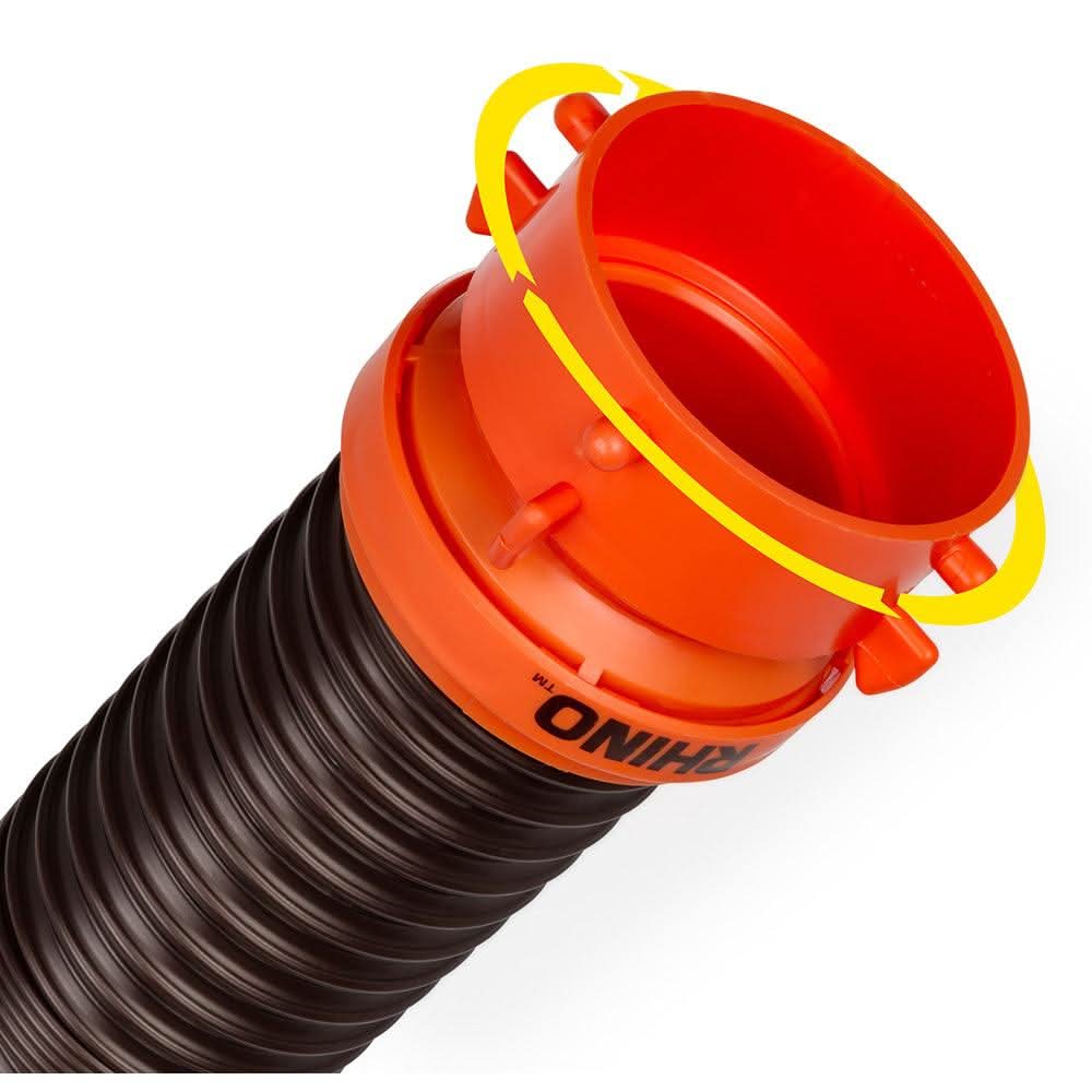 Camco RhinoFLEX 10-foot sewer hose extension with swivel bayonet and lug fittings